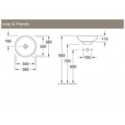 Умивальник накладний Villeroy&Boch Loop&Friends, 38 (51480001)
