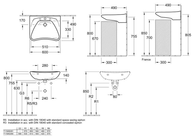 Умивальник підвісний Villeroy&Boch O.Novo, 60 (71196401)