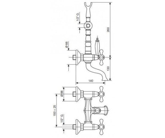Змішувач для ванни Emmevi Deco Old, двовентильний, мідь (RA12611)