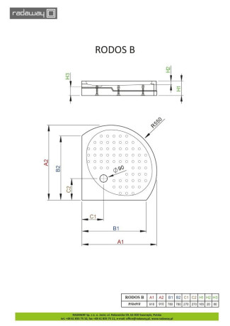 Душовий піддон Radaway Rodos В Compact, 90x90 (4D99155-03)