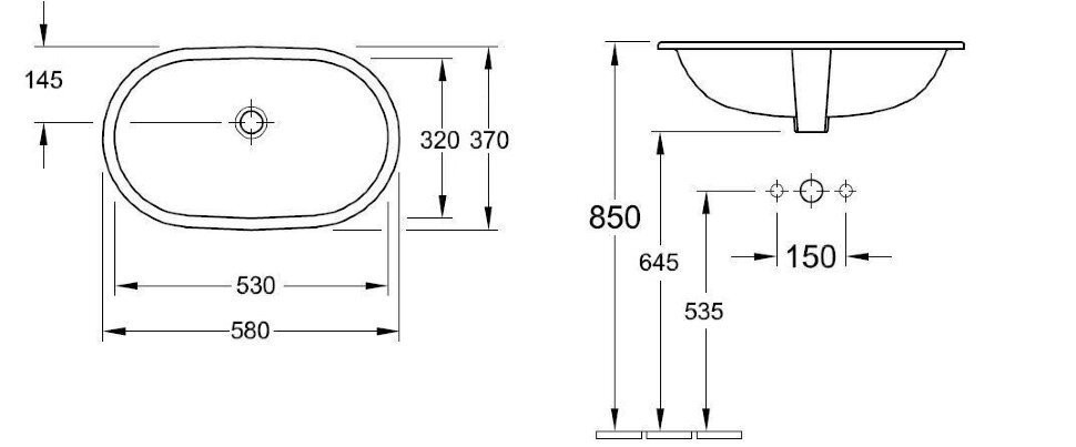 Умивальник врізний Villeroy&Boch O.Novo, 53 (416250R1)