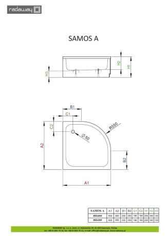Душовий піддон Radaway Samos A, 80x80 (4S88300-03)