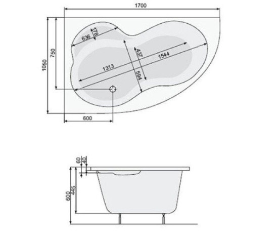 Ванна акрилова Pool Spa Mistral, ліва, 170x105 (PWA3X10ZN000000)
