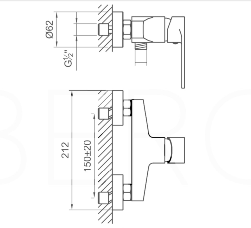 Cмеситель для душа Steinberg Serie 222, однорычажный, хром (222 1200)