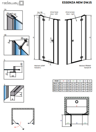 Душевая стенка Radaway Essenza New Black DWJ+S 110 (384090-54-01)