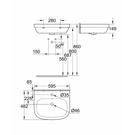 Умивальник підвісний Grohe Euro Ceramic, 60 (3933500H)