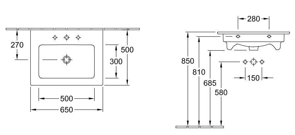 Умывальник подвесной Villeroy&Boch Venticello, 65 (41246701)