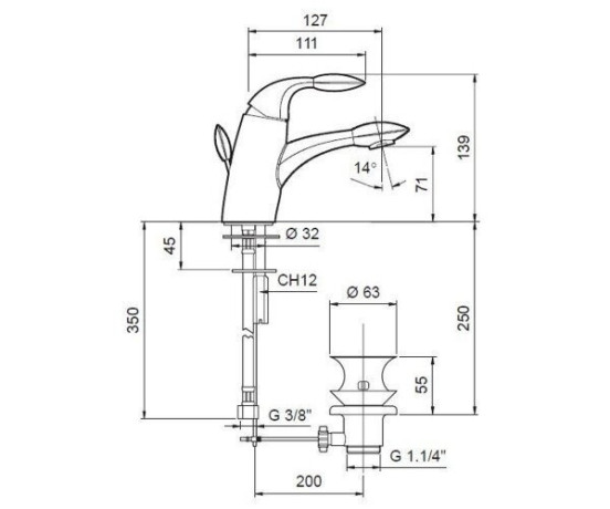 Змішувач для умивальника Emmevi Trilly, одноважільний, бордо (CRO51003)