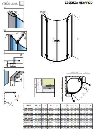 Душевая кабина Radaway Essenza New Black PDD, правая, 80x80 (385002-54-01R)
