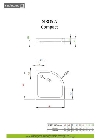 Душевой поддон Radaway Siros A Compact, 90x90 (SBA9917-2)