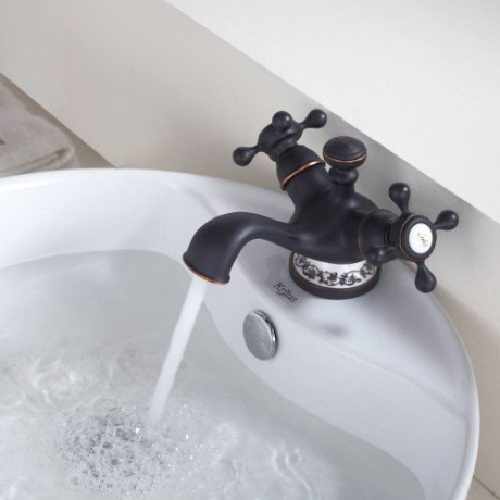 Cмеситель для умывальника Kraus Apollo, двухвентильный, шоколад (KEF-16000ORB)