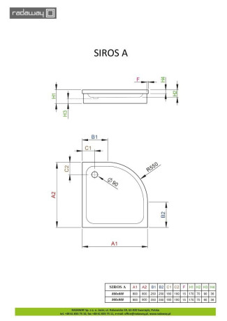 Душовий піддон Radaway Siros A, 80x80 (SBA8817-1)