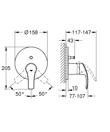 Смеситель для ванны Grohe Eurosmart New, однорычажный, хром (24043002)