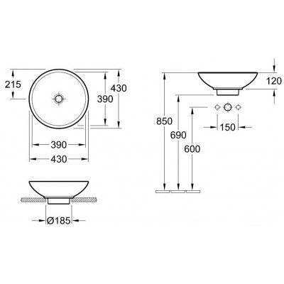 Умивальник накладний Villeroy&Boch Loop&Friends, 43 (514400R3)