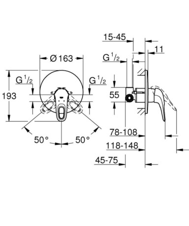 Cмеситель для душа Grohe Eurostyle, однорычажный, хром (33635003)