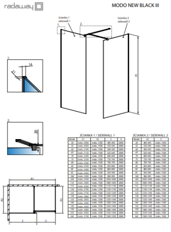 Душова стінка Radaway Walk-In Modo New Black III 135 (389135-54-01)