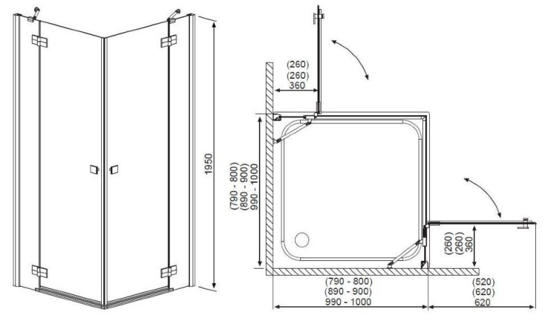 Душові двері Radaway Fuenta New KDD 80L, ліві (384061-01-01L)