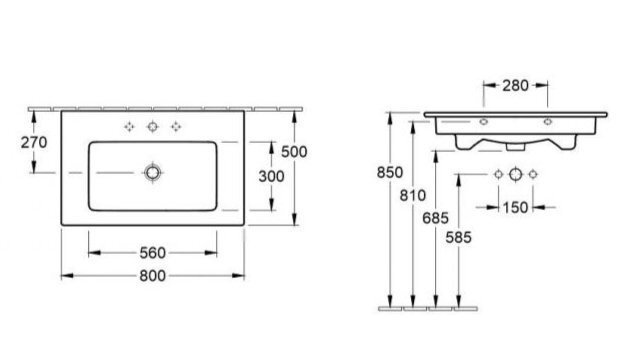 Умивальник підвісний Villeroy&Boch Venticello, 80 (41048LR1)