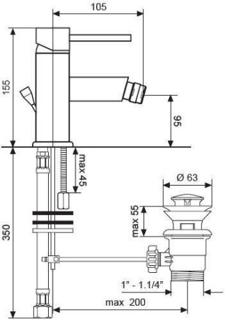 Смеситель для биде Emmevi Piper, однорычажный, никель (NS45004)