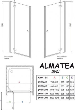 Душевые двери Radaway Almatea DWJ 110R, правые (31312-01-01N)
