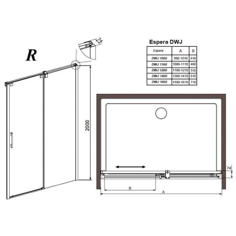 Душові двері Radaway Espera DWJ 110R, праві (380111-01R)