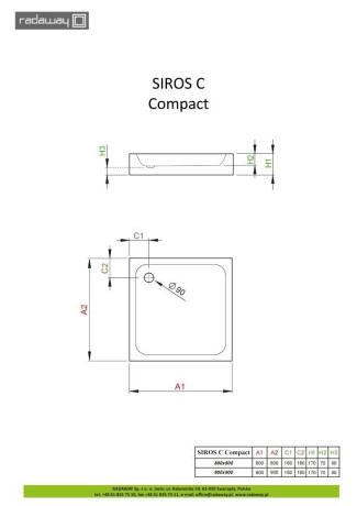 Душовий піддон Radaway Siros C, 80x80 (SBC8817-2)