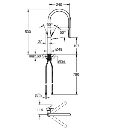 Змішувач для кухні Grohe Essence , одноважільний, чорний (30294000)