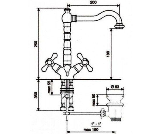 Змішувач для умивальника Emmevi Deco Ceramica, двовентильний, бронза (BR121615)