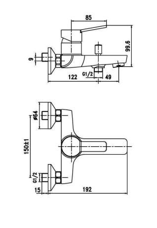 Смеситель для ванны Aqua Rodos Boston 91361, однорычажный, хром (АР000040406)