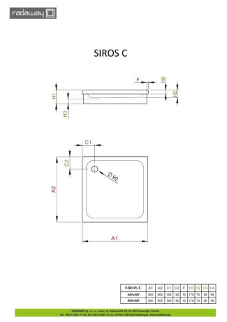 Душовий піддон Radaway Siros C, 90x90 (SBC9917-1)