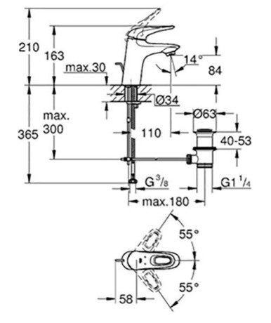 Змішувач для умивальника Grohe Eurostyle, одноважільний, білий (33558LS3)