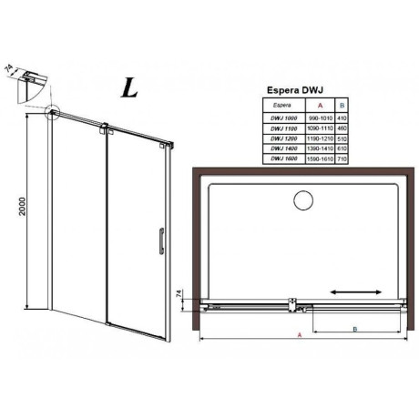 Душові двері Radaway Espera DWJ 140L, ліві (380214-01L)