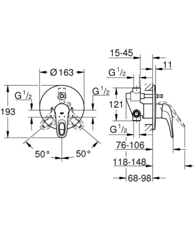 Смеситель для ванны Grohe Eurostyle New, однорычажный, хром (33637003)