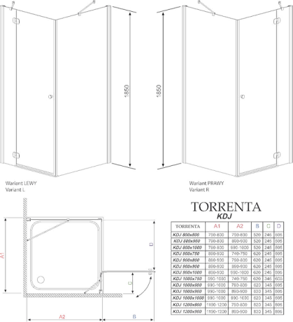 Душевая кабина Radaway Torrenta KDJ, правая, 90x80 (32247-01-01NR)