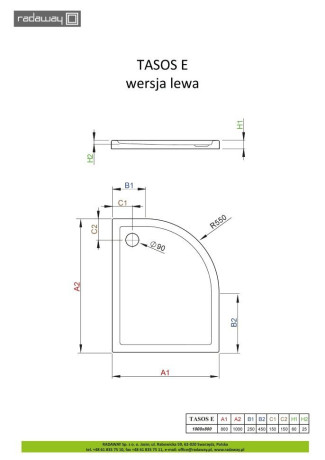 Душевой поддон Radaway Tasos E, 100x80 (STE1086-30L)