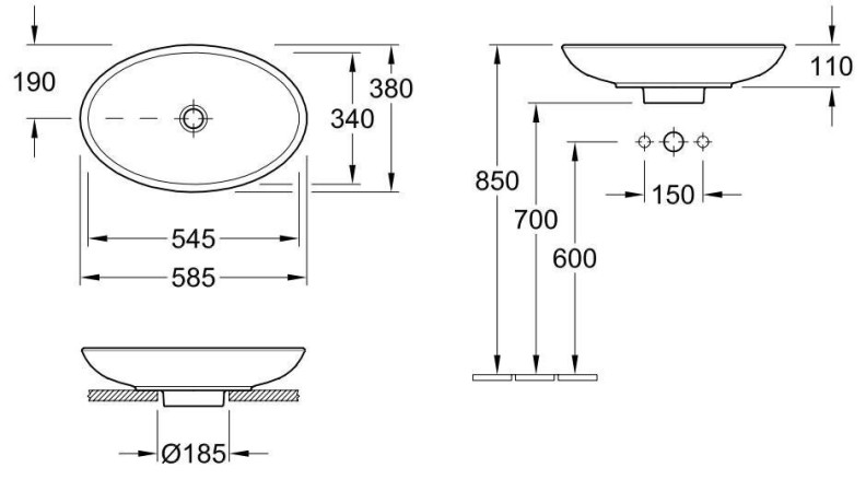 Умивальник накладний Villeroy&Boch Loop&Friends, 59 (515101R2)