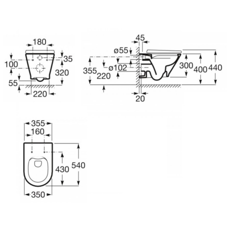 Унитаз подвесной Roca Gap Round Rimless (A34H0N8000)