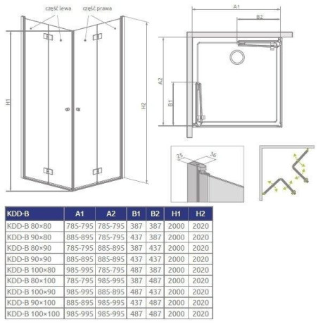 Душова кабіна Radaway Essenza New KDD-B, ліва, 100x100 (385072-01-01L)