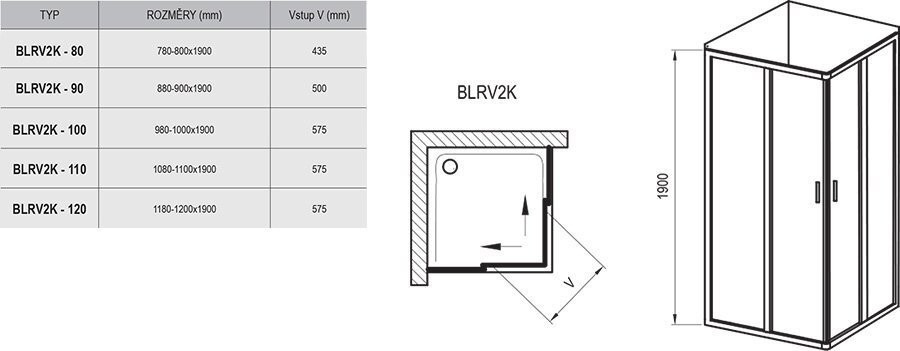 Душевая кабина Ravak Blix BLRV2K, 120x120 (1XVG0100Z1)