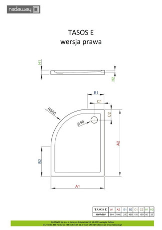 Душовий піддон Radaway Tasos E, 100x80 (STE1086-30R)