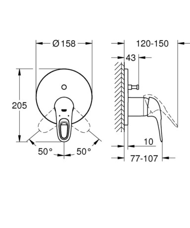 Смеситель для ванны Grohe Eurostyle, однорычажный, хром (24049003)