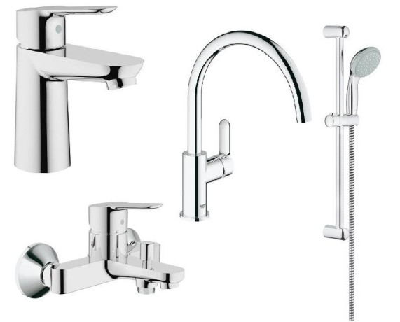Комплект змішувачів 4 в 1 Grohe Bau Edge, хром (UA123218K0)