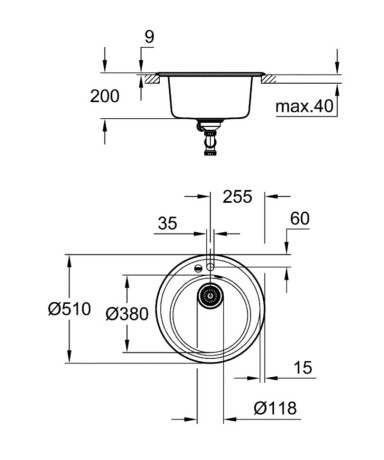 Кухонна мийка гранітна Grohe K200, 51x51, чорний (31656AP0)