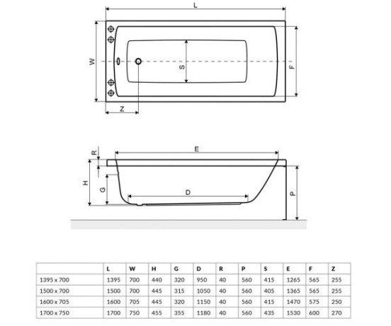 Ванна акрилова Excellent Aquaria, 150x70 (WAEX.AQU15WH)