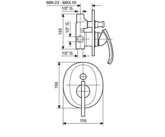Змішувач для душу Emmevi Ramses, одноважільний, хром (CR72019)