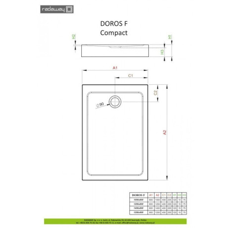 Душовий піддон Radaway Doros F Compact, 100x80 (SDRFP1080-05)