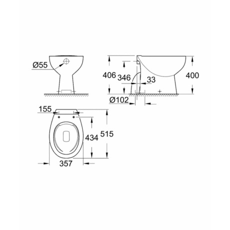 Унітаз підлоговий Grohe BauCeramic (39431000)