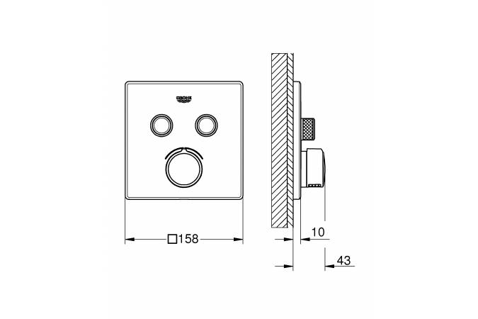 Смеситель для ванны Grohe Grohtherm SmartControl, однорычажный, хром (29148000)