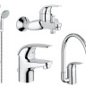 Комплект змішувачів 4 в 1 Grohe Euroeco, хром (UA123242K0)