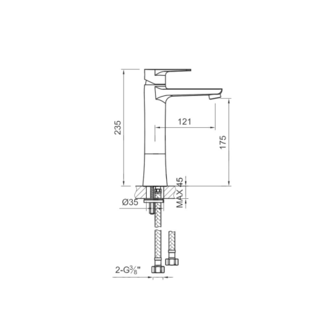 Cмеситель для умывальника Steinberg Serie 225, однорычажный, хром (225 1700)